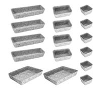 Cbilzxer Felt Drawer Organiser, Set of 16, Washable Felt Organiser for Dressing Table for DIY Drawers (Set of 16, Light Grey)