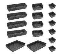 Cbilzxer Practical Felt Drawer Organiser, Set of 16, Washable Felt Organiser for Dressing Table for DIY Drawers (Set of 16, Dark Grey)