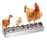 CBKKLHY Chicken Feeder Trough Chick Feeder No Waste 15.7in Length Stainless Steel Poultry Feeding Trough for Pigeon Chicks Duck Quail Bird (8 Holes)