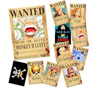CBKSUHBADE 15in×11in Anime One Piece Wanted Bounty Posters, New Edition, 10 Straw Hat Pirates Crew Zoro, Sanji, Luffy, a Set of 11PCS