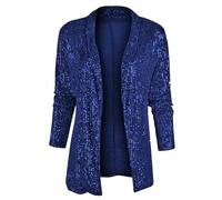 CBLdF Blazer Women Fashionable Sequin Blazers Temperament Commuting Casual Blazers-Navy Blue-XXL