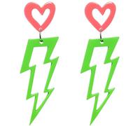 CBLUED 80s Neon Earrings Lightning Bolt Punk Halloween Earrings | 80s Neon Earrings for 80's 90's Outfit Glow Party Halloween 80s 90s Statement Hook Earrings for Women