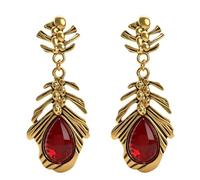 CBLUED Handmade Vintage Dainty Leaf Earrings Crystal Teardrop Drop Earring, L, Metal, No Gemstone