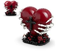 Cbmesmeric Gothic Heart Building Blocks Set, 495 PCS Skeleton Claw Wrapped Red Heart Building Kit, Dark Horror Style Building Toys for Adults & Teens, Gothic Brick Collectors