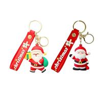 CBMZHF 2pcs Christmas Keychains with Silicone Wrist Strap, Cartoon Keyring Santa Claus Snowman Christmas Tree Bear Key Chain for Xmas Gifts Party Favors Decoration
