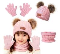 CBMZHF 3Pcs Kids Winter Beanie Hat Scarf Gloves Set for Boys Girls 1-5 Years, Fleece Lined Thermal Accessories, Knit Thick Warm for Outdoor, Gift for Girls & Boys