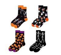 CBMZHF 4 Pairs Halloween Novelty Socks Novelty Cartoon Pumpkin Cat Cute Pattern Mini Crew for Boys Girls Halloween Festival Party Supplies Festive Gift Socks