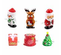 CBMZHF 6-Piece Christmas Wind, Up Toy Set with Santa, Snowman, Reindeer, 4-6.8cm Festive Character Miniatures, Tabletop Decor for Kids, Holiday Display