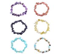 CBMZHF 6-Piece Natural Crystal Bracelet Set, Elastic Crushed Gemstone Jewelry for Women, Colorful Healing Stone Good Luck Gift