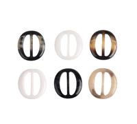 CBMZHF 6 pieces, oval belt buckle, scarf buckle, black and white clothes corner knot Japanese style buckle scarf, T-shirt buckle decoration