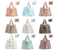 CBMZHF 9 Pack Eco-Friendly Reusable Shopping Bags - Collapsible Waterproof Totes with Pockets, Heavy Duty 50lb Capacity & Machine Washable for Grocery (Multicolour)