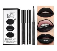 CBMZHF Black Matte Liquid Lipstick Set with Lipstick, Lip Liner and Lip Lock, Waterproof, Long-Lasting, Moisturizing, Velvety, One-Step Lip Makeup Set, 3 PCS