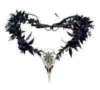 CBMZHF Halloween Gothic Crow Beak Black Flower Head Crown, Medieval Renaissance Witch Cosplay, Women Girl Black Crown Hair Accessory Party Prop, Halloween Jewellery Gift for Her
