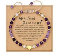 CBMZHF Natural Stone Crystal Healing Bracelet for Women Ladies, Gemstone Triple Protection Anxiety Relief New Beginnings Good Luck Empath Protection Jewelry Gift for Her Girls Friends Daughter Mum