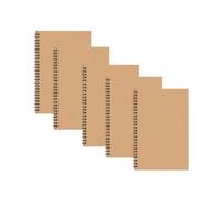 CBMZHF Spiral Notebook Set 4-Pack - A5 Kraft Paper Cover Lay-Flat Design for School & Office, Eco-Friendly Thick Pages, Vintage Style Journals