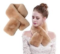 CBMZHF Warm Winter Fur Scarf, Long Soft Comfortable Faux Fur Collar, Textured Bow Fluffy Scarf for Women Perfect for Cold Weather, Cozy & Durable (Khaki)