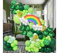 CboDeco St. Patrick's Day Balloon Arch Garland Kit with Lucky Shamrock Clover Rainbow Long Foil Green Balloons for St. Patricks Day Party Decorations Irish Festival Party Decor Birthday Supplies