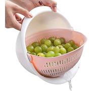 CBPNEISEK Double Layer Swivel Drainer 2 in 1 Bowl Strainer Combo - Kitchen Colander Fruit Wash Strainer for Cleaning Veggies, Noodles /1983