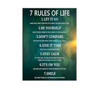 CBQZCHWDKT 7 Life Principles Canvas Wall-Art Motivational Quotes Inspirational Poster for Study Room Home Office Ready to Hang(Framed,08x12inch(20x30cm))