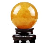 CBQZCHWDKT Rough Quartz Sphere Ball Purple Yellow Amethysts Citrine Crystal Stone Decorative Ornaments with Pedestal, ball-8cm
