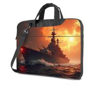 CBRT 15.6 Laptop Case A Battleship Sails Through Turbulent Waters As The Sun Sets Laptop Bag Laptop Travel Backpack Laptop Bag For Women 17 Inc(29x40cm)