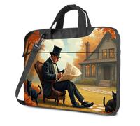 CBRT 15.6 Laptop Case Man In Top Hat Reading Newspaper Outdoors With Two Black Cats Laptop Bag Laptop Travel Backpack Laptop Bag For Women 17 Inc(26x36cm)