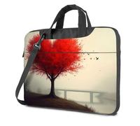 CBRT 17 Inch Laptop Bag A Lone Tree With Vibrant Red Leaves Stands On A Hill Overlooking A Misty River Laptop Bag Carry On Backpack Tote Bag For Women(26x36cm)