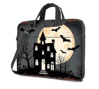 CBRT 17 Inch Laptop Bag Spooky House Under A Full Moon With Bats Flying Around Laptop Bag Carry On Backpack Tote Bag For Women(26x36cm)