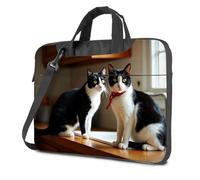 CBRT 17 Inch Laptop Bag Two Black-And-White Cats Sitting On A Kitchen Counter Laptop Bag Carry On Backpack Tote Bag For Women(29x38cm)