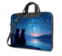 CBRT 17 Inch Laptop Bag Two Cats Watching The Starry Sky Laptop Bag Carry On Backpack Tote Bag For Women(26x36cm)