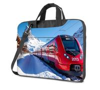 CBRT Black Bag A Red Train On Snowy Tracks With Mountains In The Background Laptop Bag Laptop Case Tote Bag For Women(29x40cm)