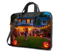CBRT Black Bag Halloween Pumpkins Light Up A Front Yard Laptop Bag Laptop Bags Laptop Backpack For Women(29x38cm)