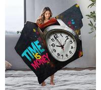 CBRT Bluey Blanket Time Is Money - Watch It Tick Away Flannel Blanket Beach Blanket Travel Blanket(125x150cm)