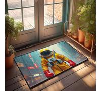 CBRT Boys Room Decor Teenager Astronaut In Futuristic Cityscape Doormat Funny Bathroom Decor Winter Door Mat Outdoor(50X80CM)