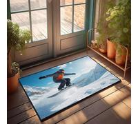 CBRT Boys Room Decor Teenager Snowboarder Soars Over Snowy Mountain Peaks Doormat Funny Bathroom Decor Winter Door Mat Outdoor(65X90CM)