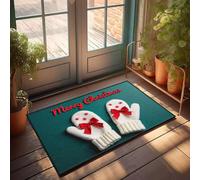 CBRT Boys Room Decor Teenager White Mittens With Red Bows And Snowflakes Doormat Funny Bathroom Decor Winter Door Mat Outdoor(40X60CM)