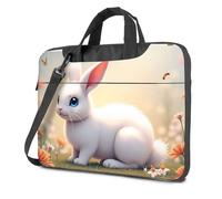 CBRT Carry On Backpack A White Rabbit With Blue Eyes Sits In A Field Of Flowers Laptop Bag 16 Inch Laptop Case Laptop Travel Backpack(29x38cm)