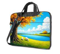CBRT Computer Backpack For Men Sheep Grazing Under A Golden Tree By The River Laptop Bag Computer Cases For Laptops Travel Laptop Backpack(26x36cm)