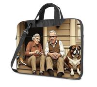 CBRT Computer Backpack For Men Two Elderly People Sit On A Porch With Their Dogs Laptop Bag Travel Laptop Backpack Laptop Backpack(26x36cm)