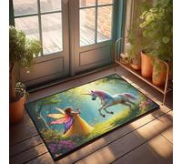 CBRT Door Mats Funny A Fairy Plays The Flute To A Unicorn In A Magical Forest Doormat Fall Outdoor Doormat Mat For Shoes By Door(50X80CM)
