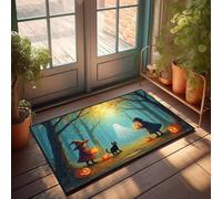 CBRT Doormats Outdoor Two Children In Halloween Costumes Meet A Ghost In A Forest Doormat Entry Mats Indoor Home Outdoor Doormat(40X60CM)