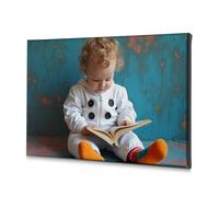 CBRT Easter Wall Decor A Child In A White Jumpsuit With Large Buttons Is Sitting On The Floor Canvas Decorative Picture Bathroom Wall Decor Room Decor(30x40cm)