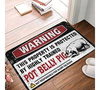 CBRT Entry Mats Outdoor Home Warning This Property Is Protected By A Highly Trained Pot Belly Pig Rug Shoe Mats For Entryway Indoor Bar Decorations For(65X90CM)