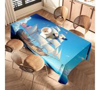 CBRT Fabric Tablecloth A Large Sailing Ship With American Flag On The Ocean Elastic Edged Table Cover Red Tablecloth Green Table Cloth