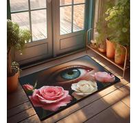 CBRT Fall Kitchen Mats For Floor A Close-Up Of An Eye Surrounded By Roses Doormat Outdoor Decorations For Patio Music Decor(40X60CM)
