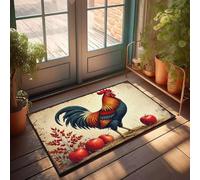 CBRT Fall Kitchen Mats For Floor A Rooster Stands Proudly Amidst Apples And Berries Doormat Outdoor Decorations For Patio Music Decor(40X60CM)