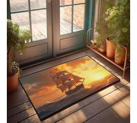 CBRT Fall Outdoor Doormat A Majestic Sailing Ship Sails Across The Ocean At Sunset Doormat Absorbent Door Mat Indoor Holiday Rug(40X60CM)