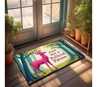 CBRT Fall Outdoor Doormat A Pink Deer In A Forest With The Text Just Not A Political Person Doormat Absorbent Door Mat Indoor Holiday Rug(65X90CM)