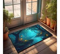 CBRT Fall Outdoor Doormat Enchanted Forest Path With Glowing Lanterns Doormat Absorbent Door Mat Indoor Holiday Rug(50X80CM)