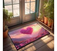 CBRT Front Door Mat Outdoor Funny A Heart-Shaped Flower Blooms In The Mountains At Sunset Doormat Outdoor Bar Accessories Decor Boys Room Decor(65X90CM)